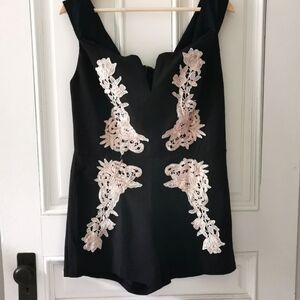 Charlotte Russe Black CottageCore Femine  Romper. Size large. EUC